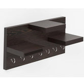 ONIJA Wall Mounted Home Decor Key Chain Holder Organizer Key Hooks with Wall Shelf Display Rack Engineered Wood-Model-Drew, 7 Hooks, Wenge Color